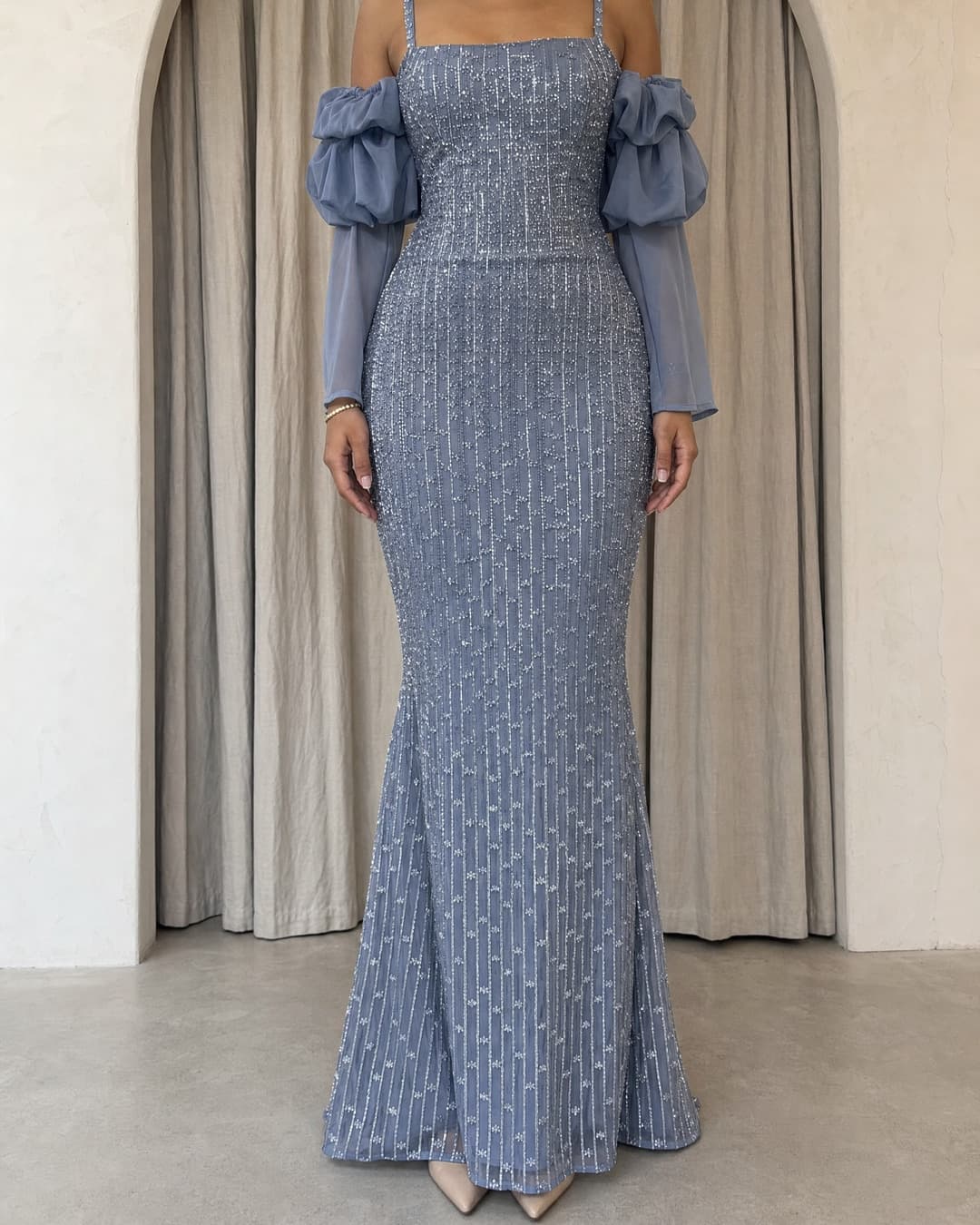The Aya Dress, IJsblauw galajurk
