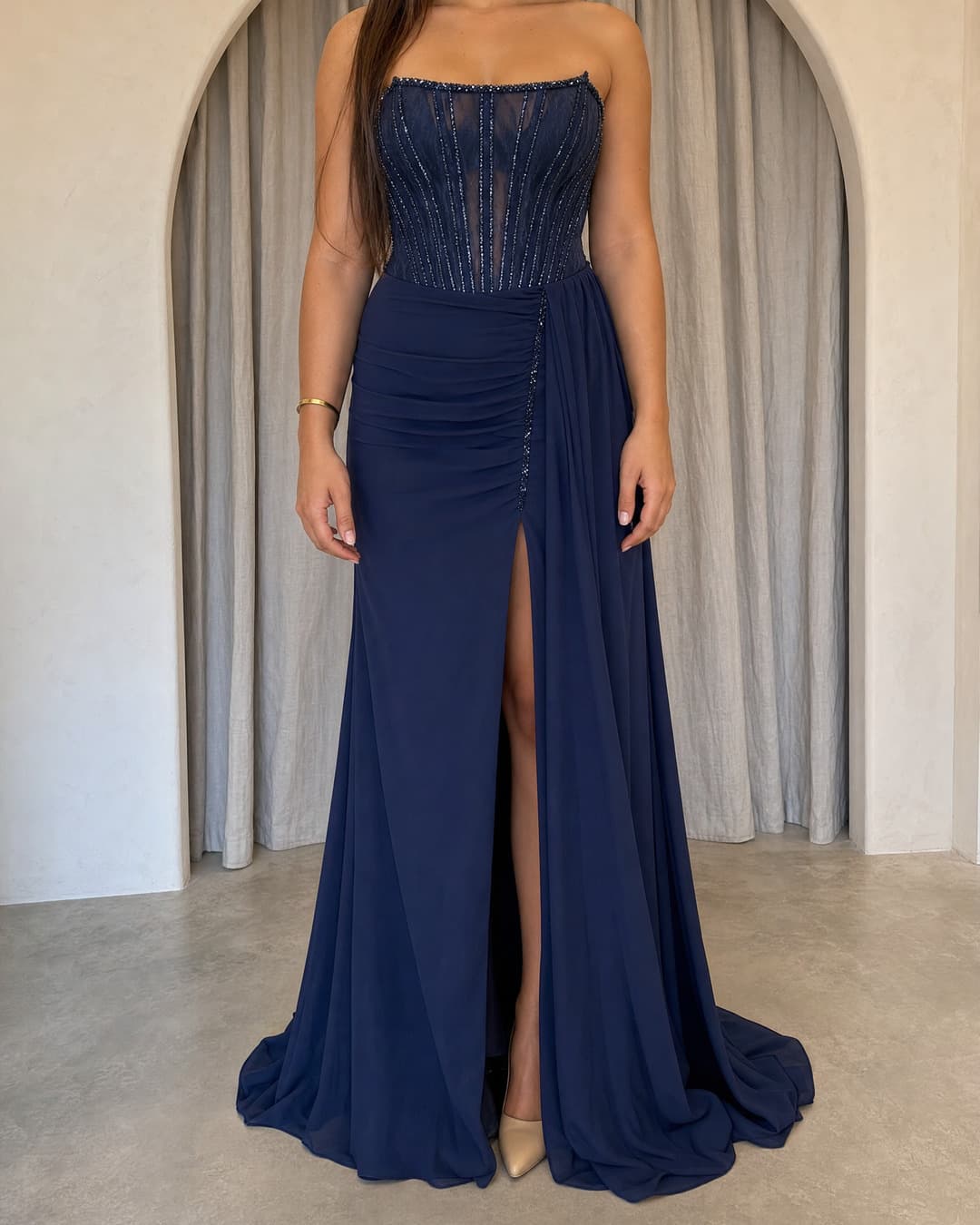 The Lara Dress, Marineblauw galajurk
